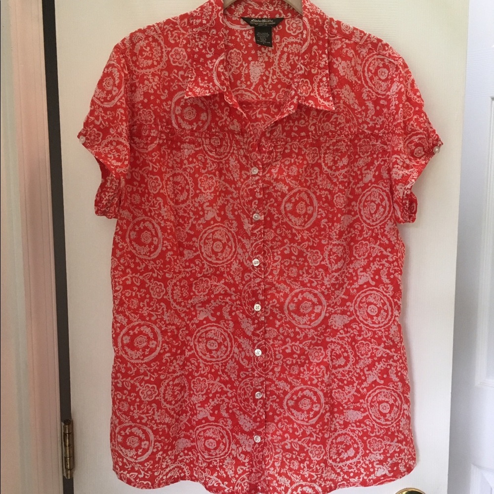 🌺 Eddie Bauer Short-Sleeve Button-Front Shirt 🌺