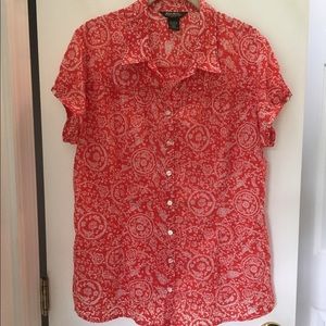 🌺 Eddie Bauer Short-Sleeve Button-Front Shirt 🌺