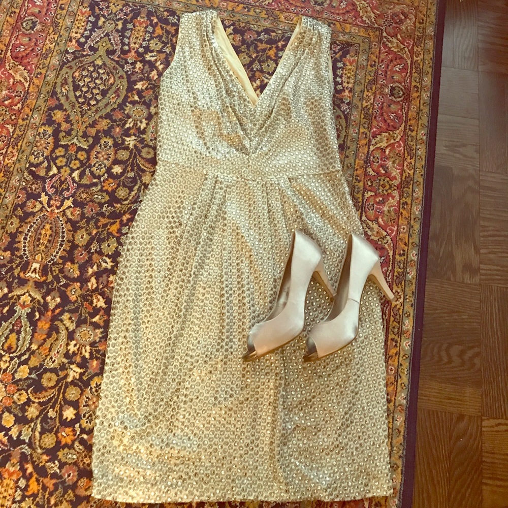 (Last call) Monsoon gold sequin party dress size 6
