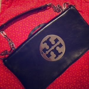 Tory Burch Black Leather Reva Clutch