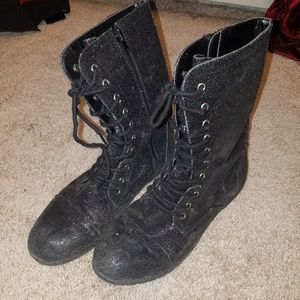 Sparkly Combat Boots