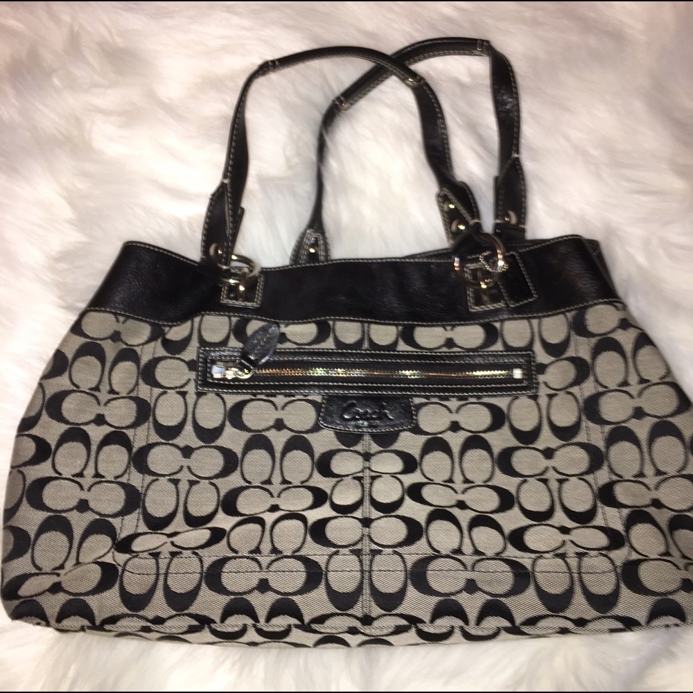 Black grey Coach purse