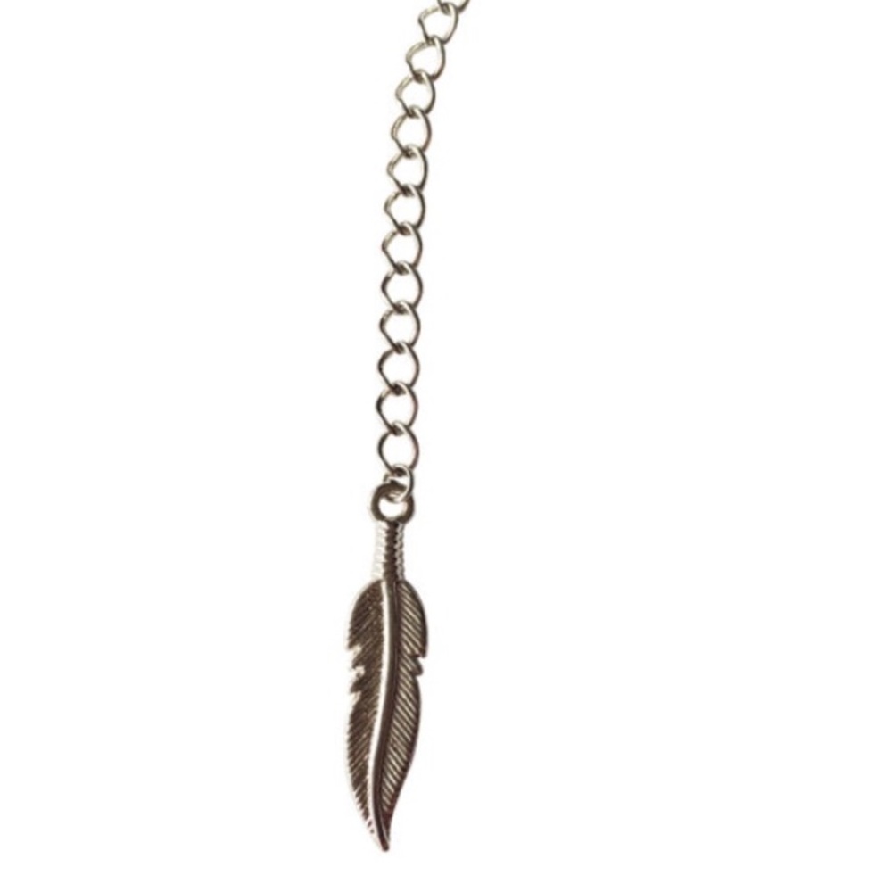 Feather Adorned Silver Choker - Picture 2 of 2