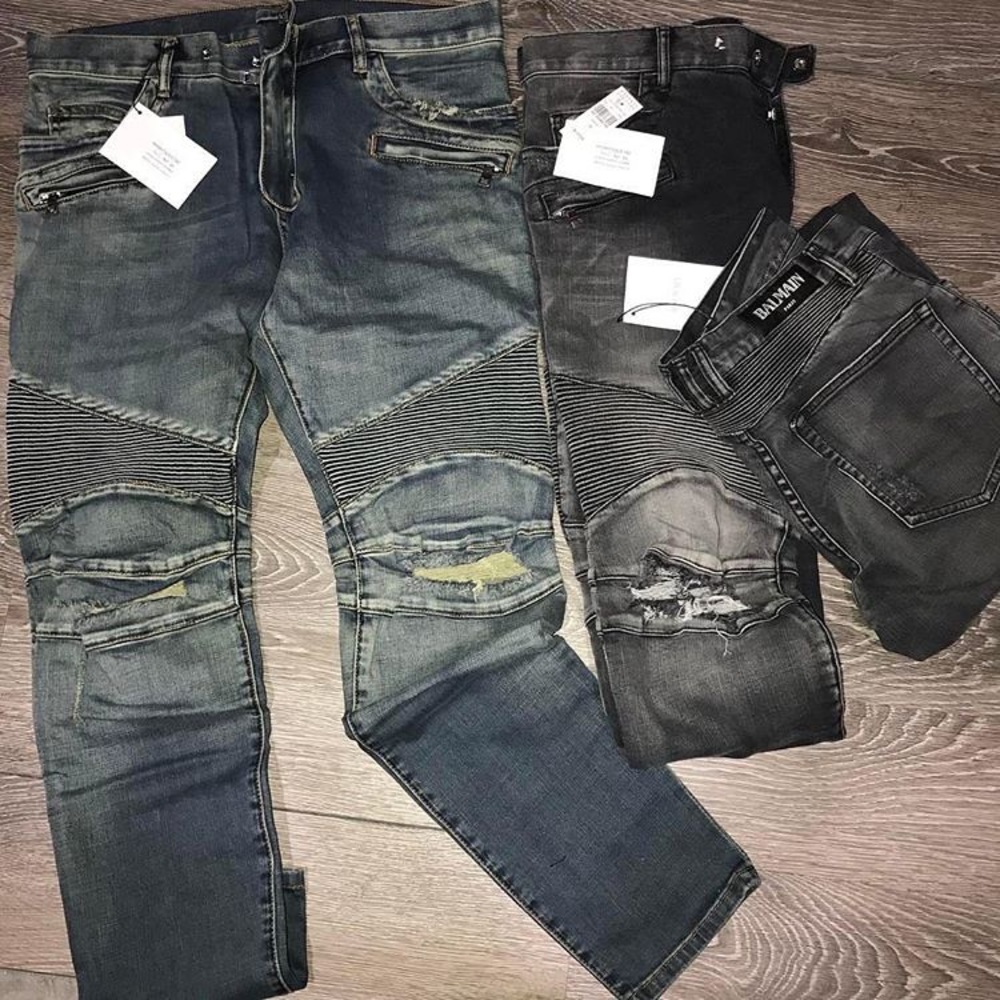Black and blue jeans balmain