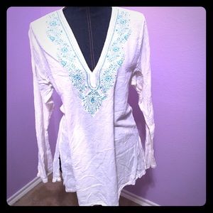 Sand & Surf Embroidered Long Sleeve Tops
