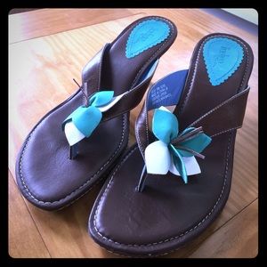 Clarks Leather Heels with Leather Flower Detail