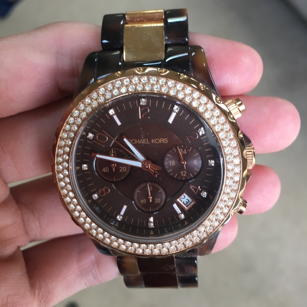 Michael Kors Tortoise and Rose Gold Watch