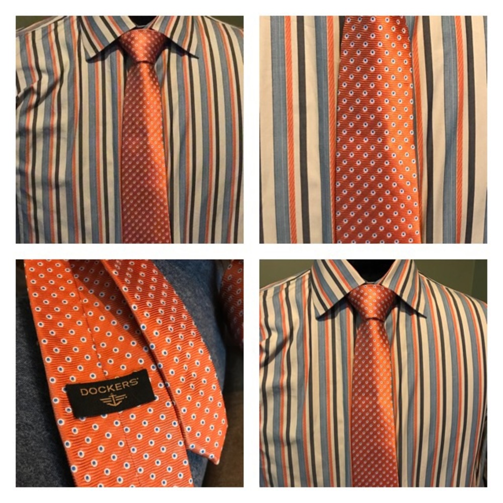 EUC Dockers Boys Tie Orange With Blue & White Dots