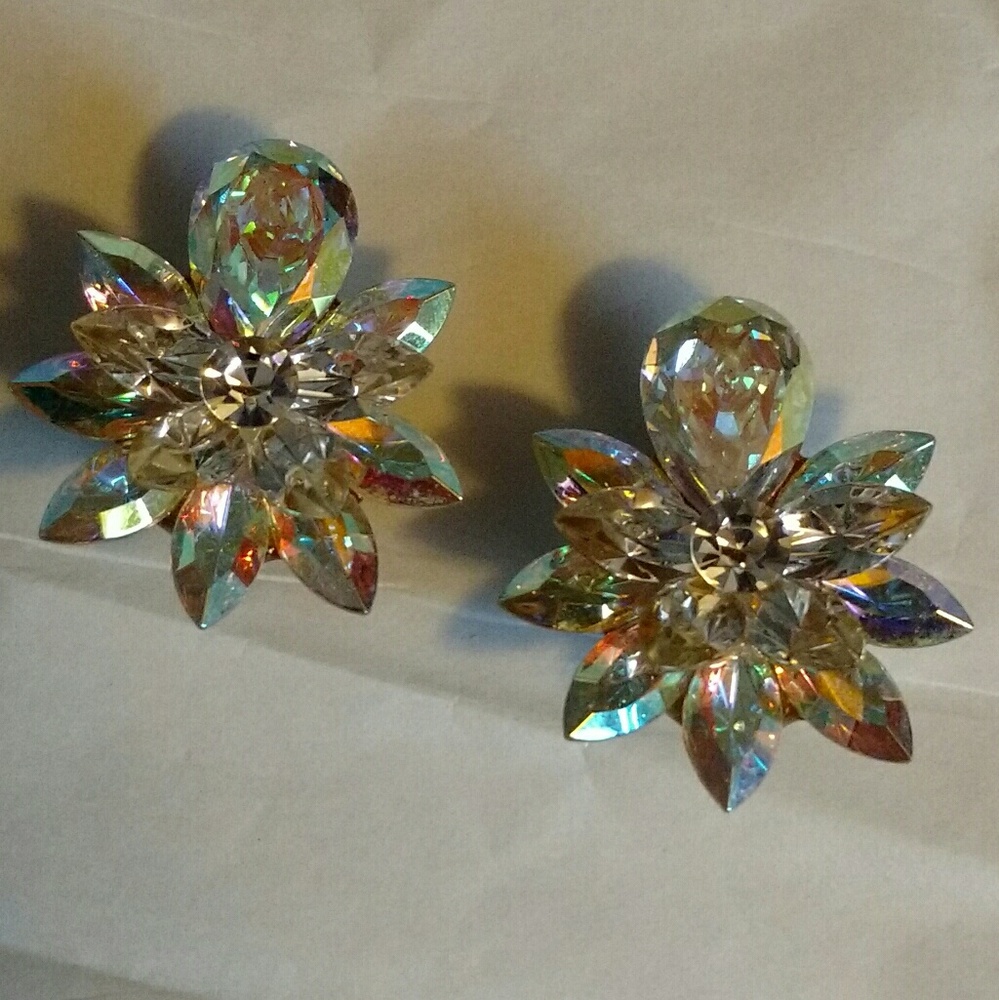 Vintage  Crystal Padded Clip Earrings