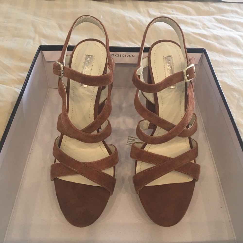 Brand New BCBG Suede Camel color heels