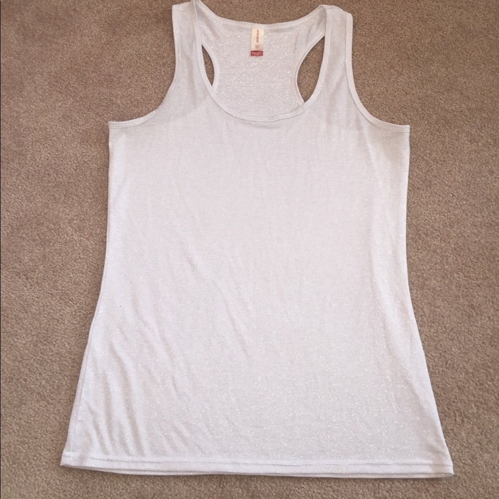 White and Silver Shimmer Tank