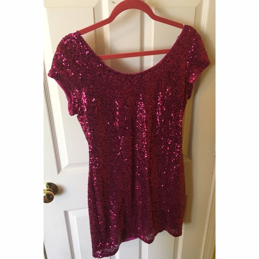 Hot pink sequin party dress