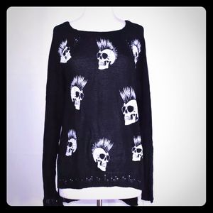Lauren Moshi black skulls sweater. NWT. M