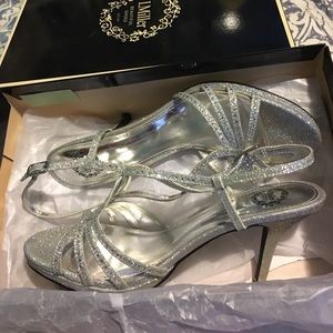 Sparkly sliver heels