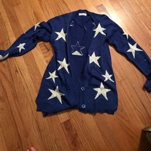 Distressed star cardigan