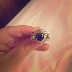 Silver and black ring