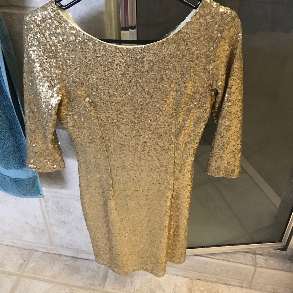 Gold sequin semi-formal dress