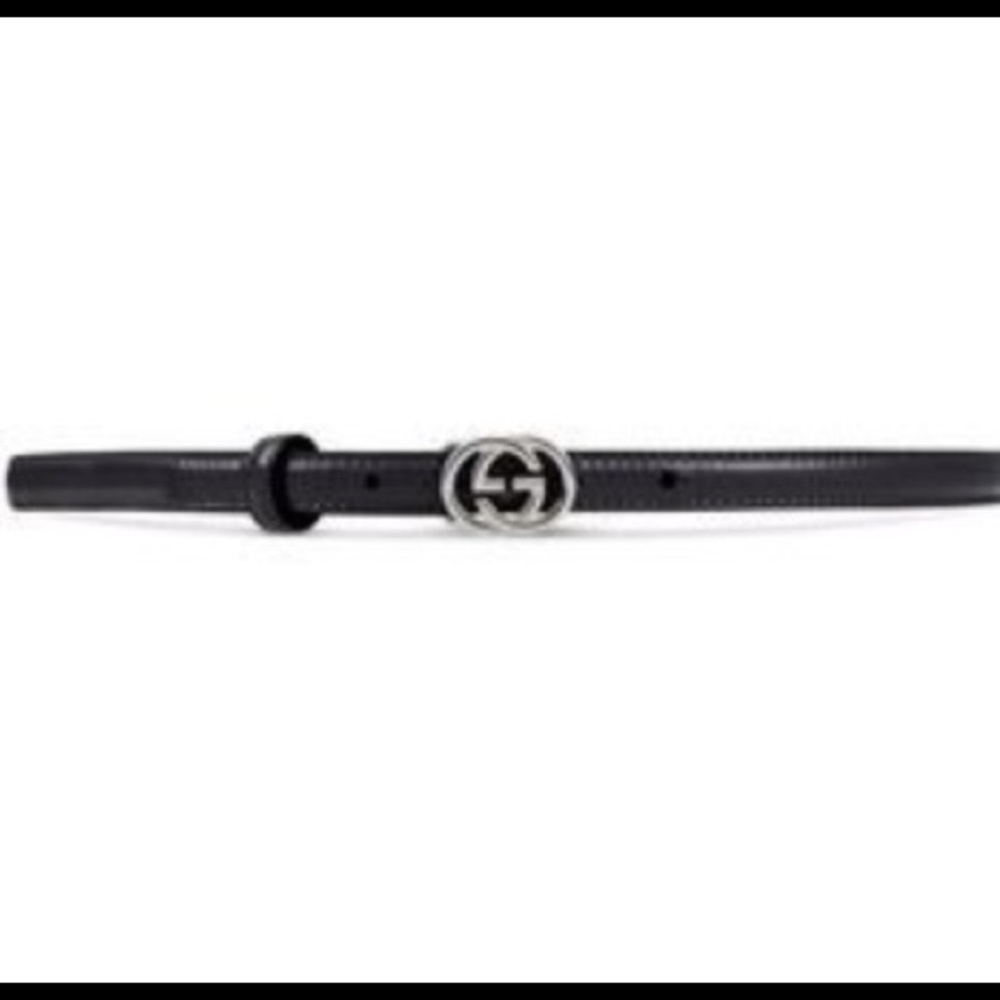 ISO Gucci Black Skinny Black Belt Silver