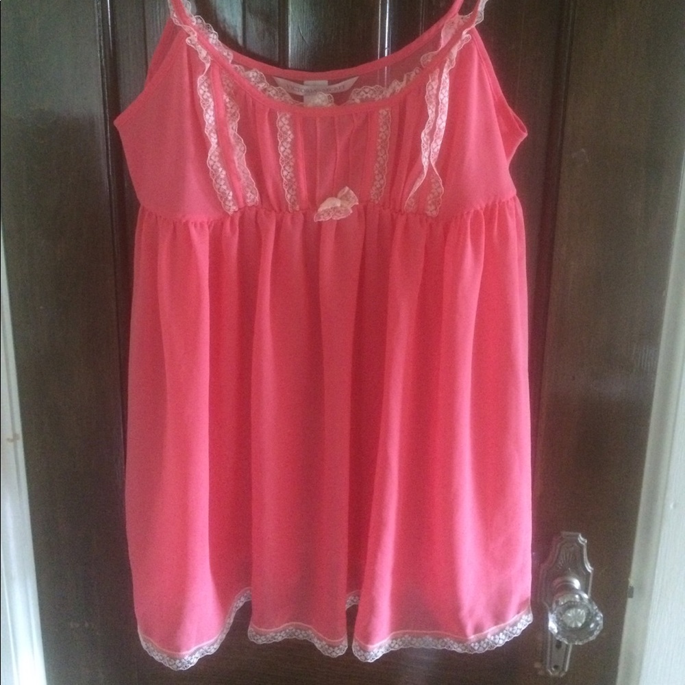 NWOT Victoria's Secret Sheer Peach Babydoll &Tanga