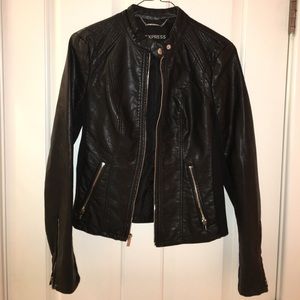 Express black leather jacket! XS