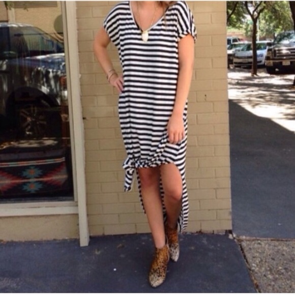 🌸LAST-M🌸 Navy Striped Pocket Slit Maxi Dress - Picture 3 of 7