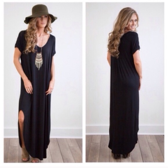 🌸LAST-M🌸 Navy Striped Pocket Slit Maxi Dress - Picture 7 of 7