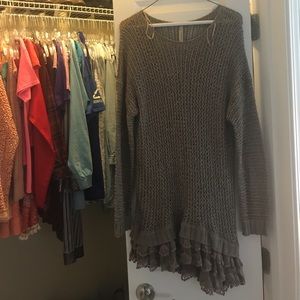 nude knitted sweater with detailed trim