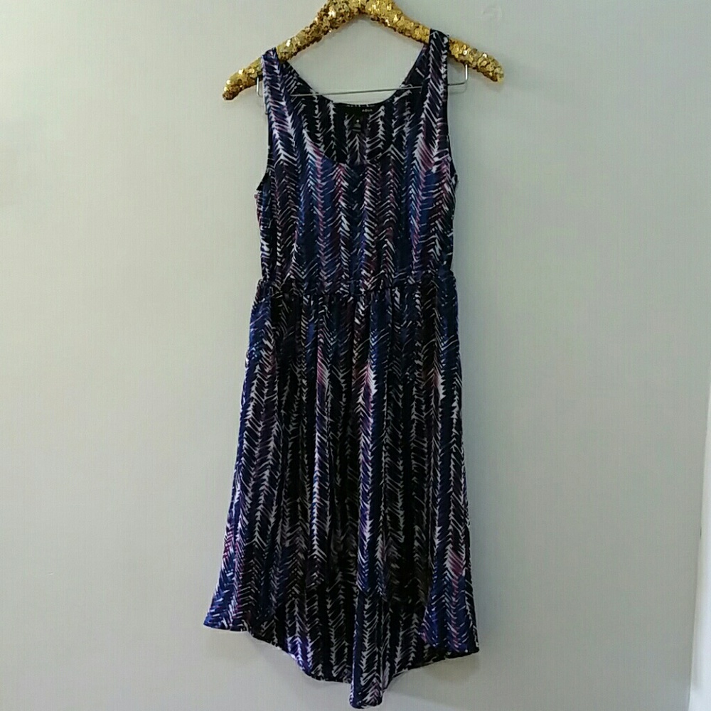 AQUA hi-lo herringbone patterned dress