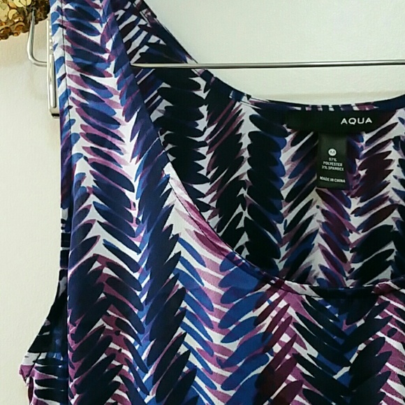 AQUA hi-lo herringbone patterned dress - Picture 3 of 4