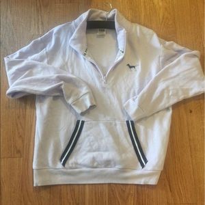 VS PINK BF HALF ZIP PURPLE SIZE MEDIUM WORN