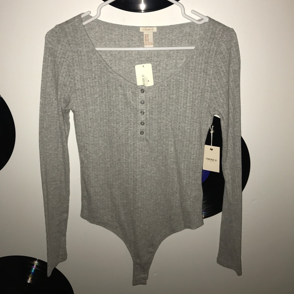 Knit heather grey bodysuit