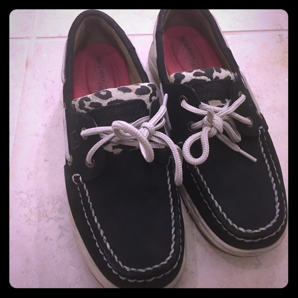 Sperrys- black and cheetah print