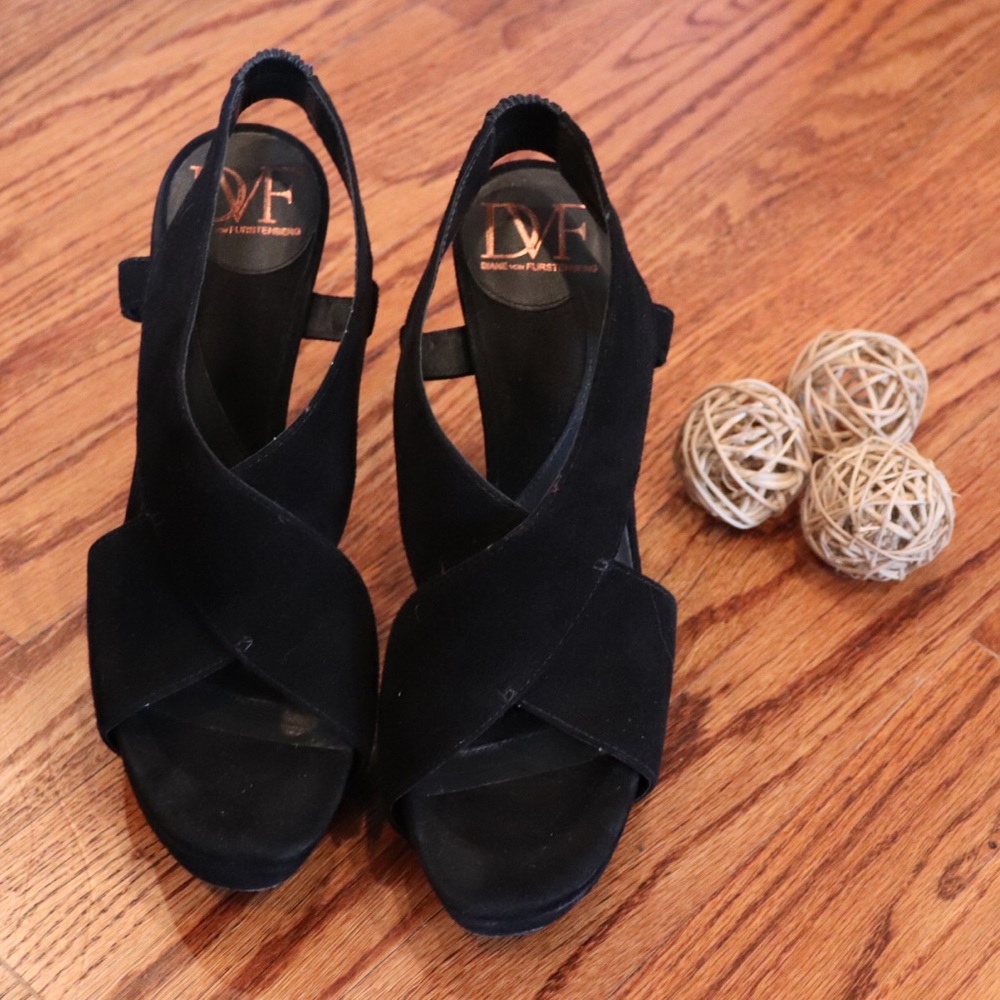 Diane von Furstenberg Black Strap Heels