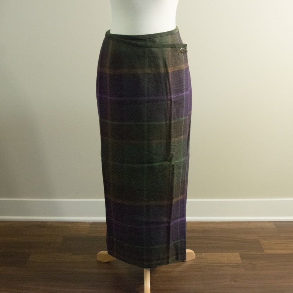 Talbots Plaid Wrap-around Wool Skirt NWOT