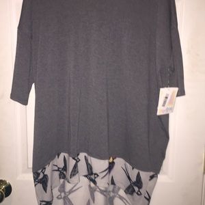 BNWT Gray M LulaRoe Irma with swallows