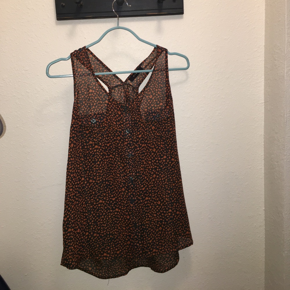 Button Down Cheetah Print Tank- Medium