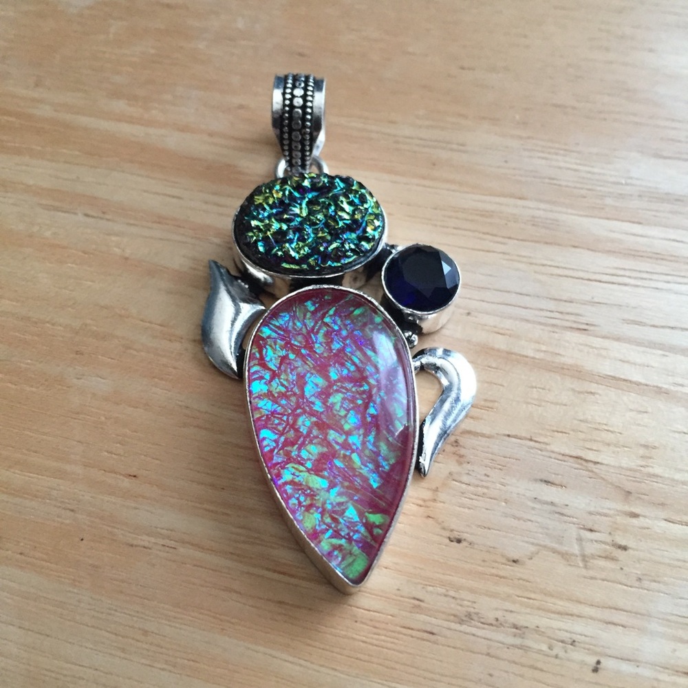 Faux gemstone 925 silver pendant