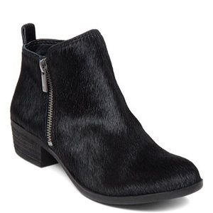Lucky Brand Basel Bootie Black Cow Hair Leather