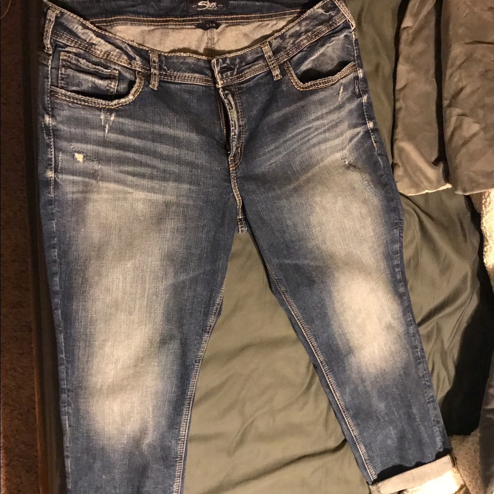 Silver boyfriends capris