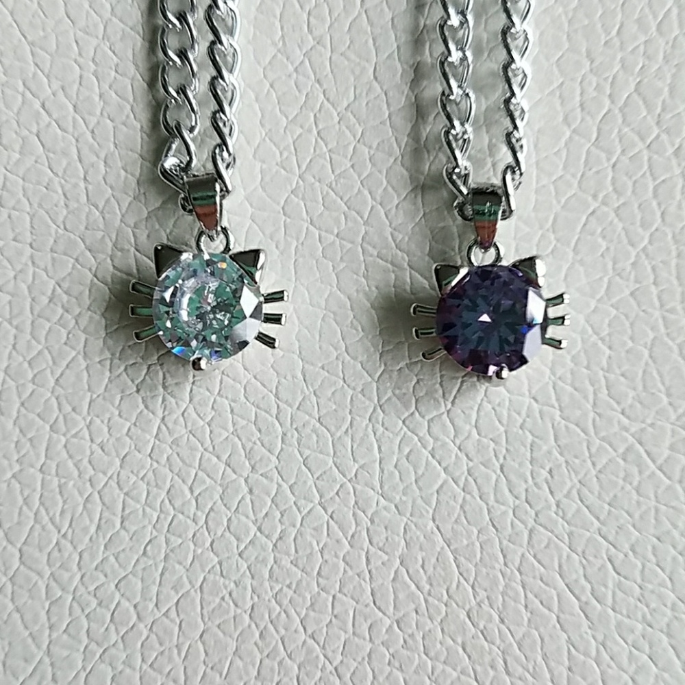 New crystal cat necklace, kitty necklace