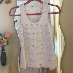 Solitaire white lace tank