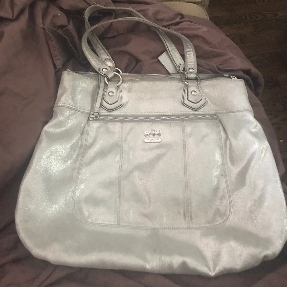 Genuine silver coach bag