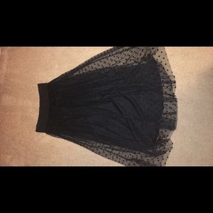 Black Midi Polka Dot Tulle Overlay Skirt