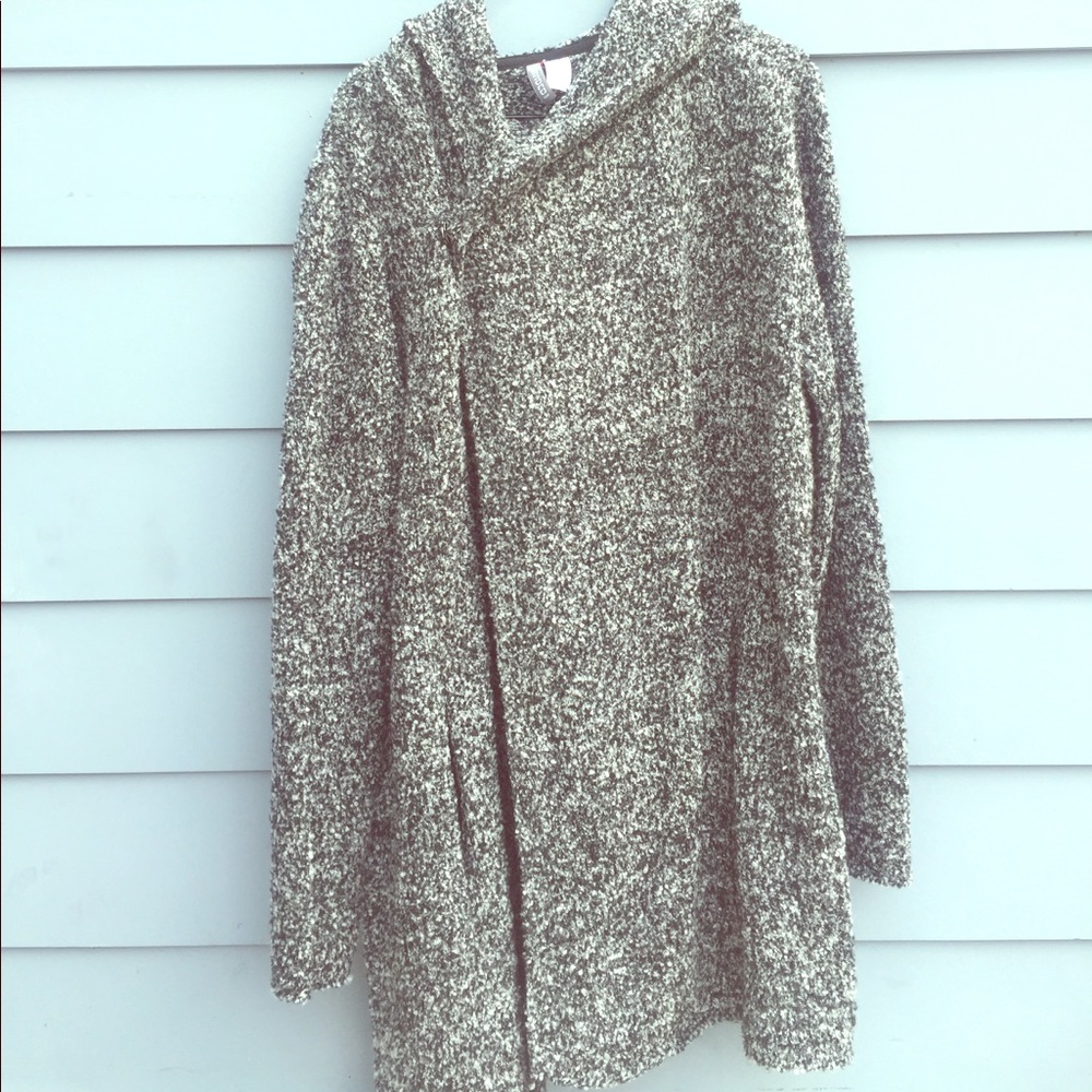 Men's Speckled Grey Hooded Cardigan