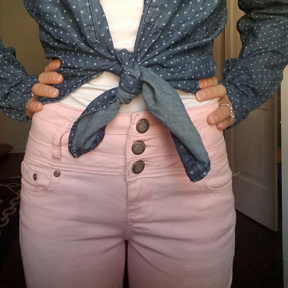 Pink High Waste Skinny Jeans