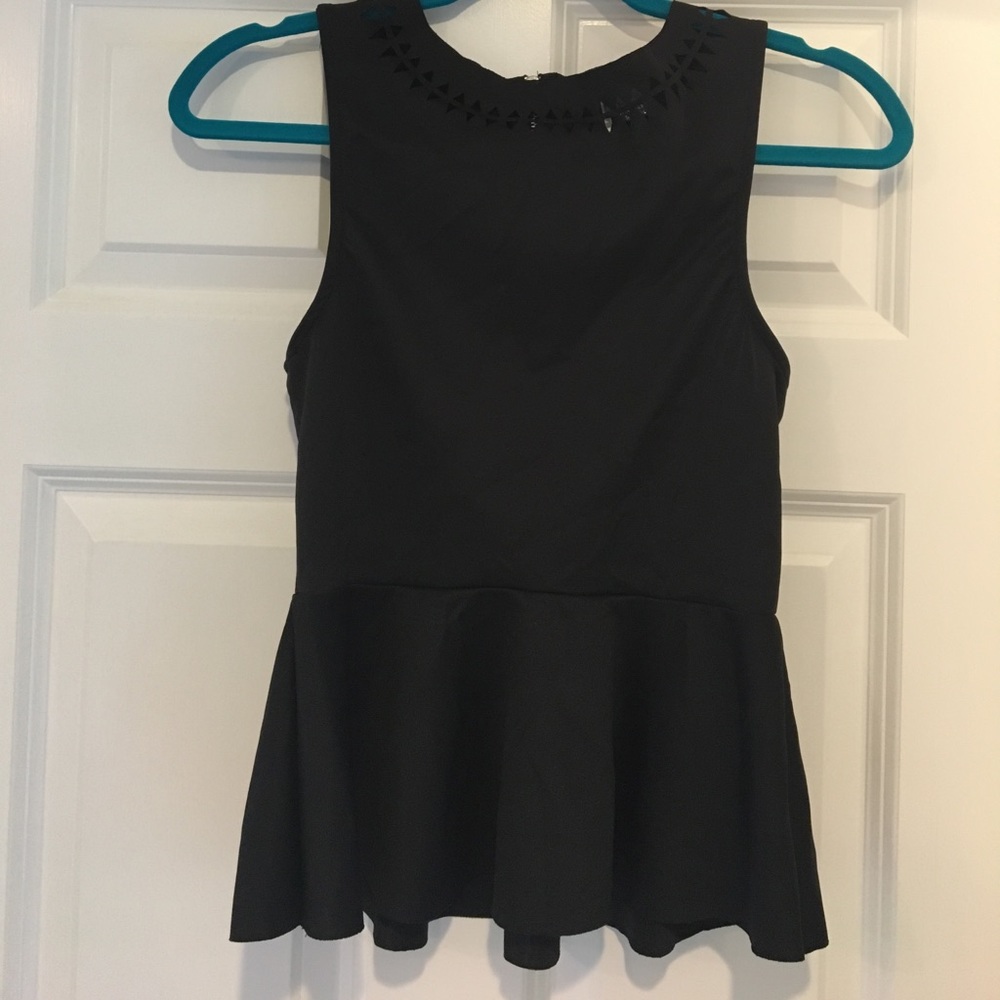 Urban outfitters- sparkle and face black top