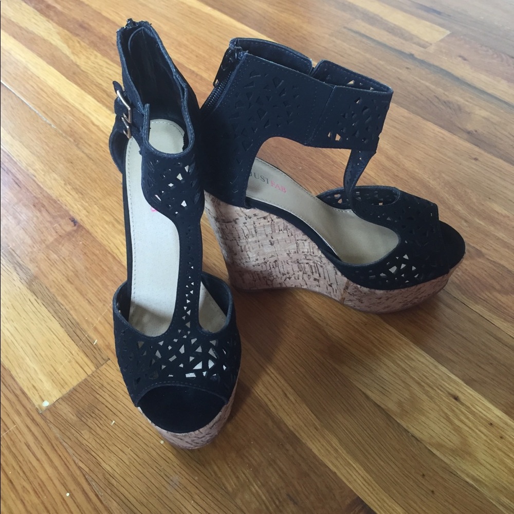 Just Fab Sleek Cork Wedges