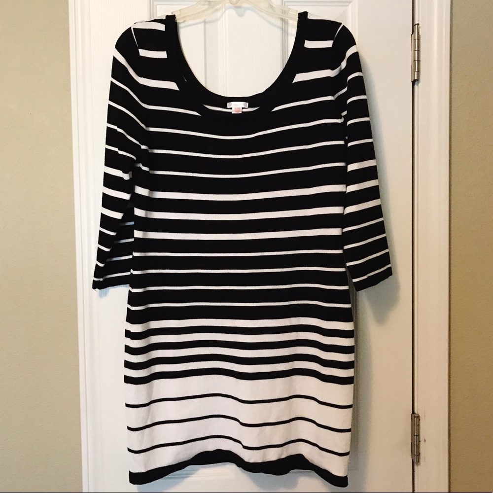 Black & white striped sweater dress