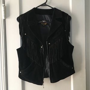 Harley Davidson genuine suede leather fringed vest