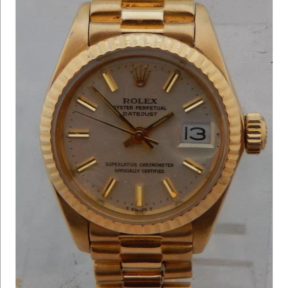 Ladies 18kt Gold Rolex President Oyster Perpetual